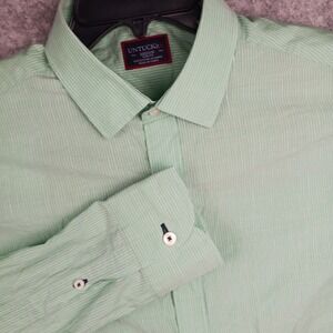 UNTUCKit Men's M Slim Fit Cotton Linen Blend Green Button Long Sleeve Shirt